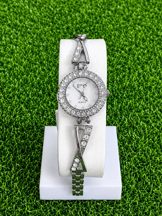Luxury Women's Bracelet Watch with Black Crystal Dial AJ Bazaar