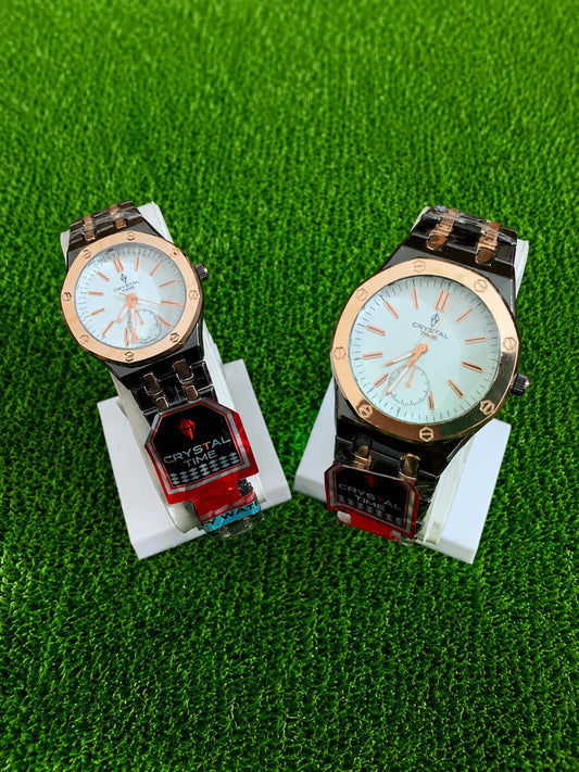 Crystal Time Gold Couple Watch Set AJ Bazaar