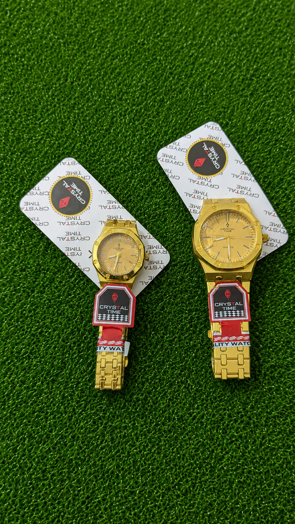 Crystal Time Gold Couple Watch Set