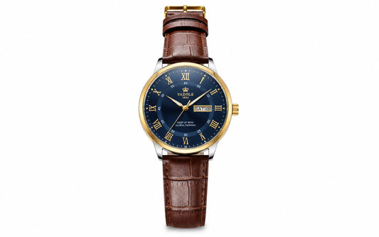 Luxury Brown Leather Men's Watch AJ Bazaar