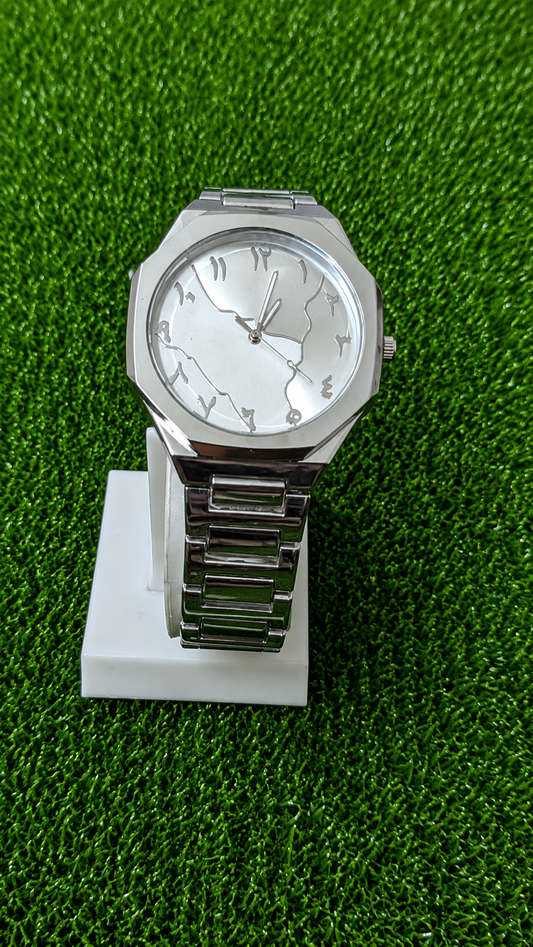 Luxury silver Arabic Dial Men's Analog Watch