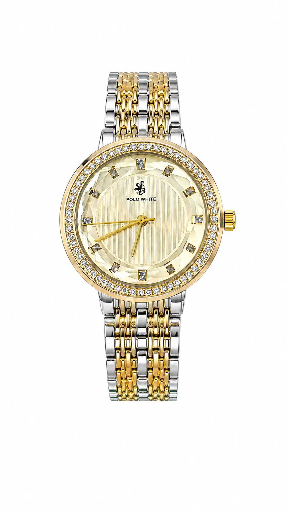 Polo White Gold Crystal Women's Watch AJ Bazaar