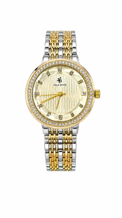 Polo White Gold Crystal Women's Watch AJ Bazaar