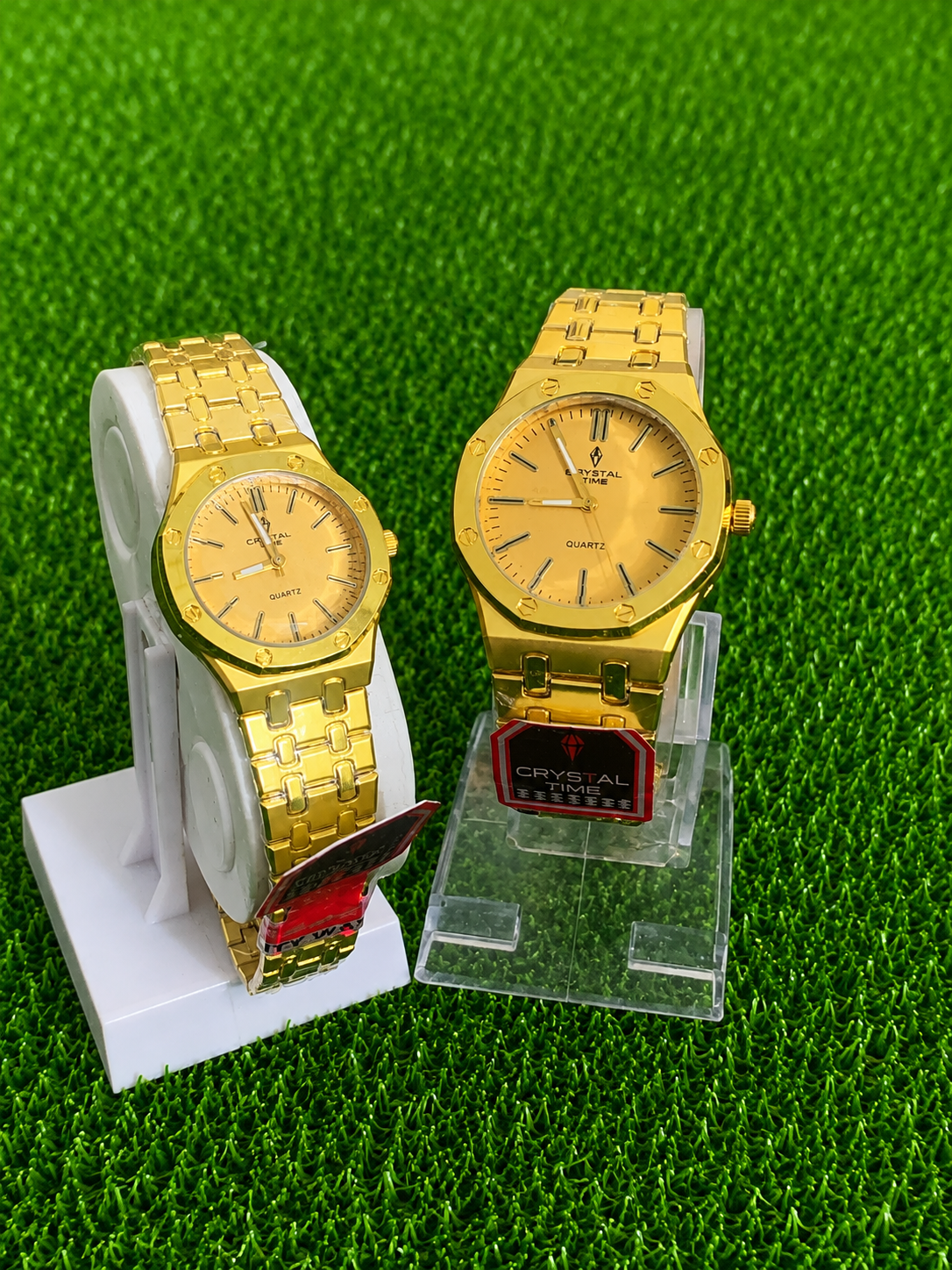 Crystal Time Gold Couple Watch Set
