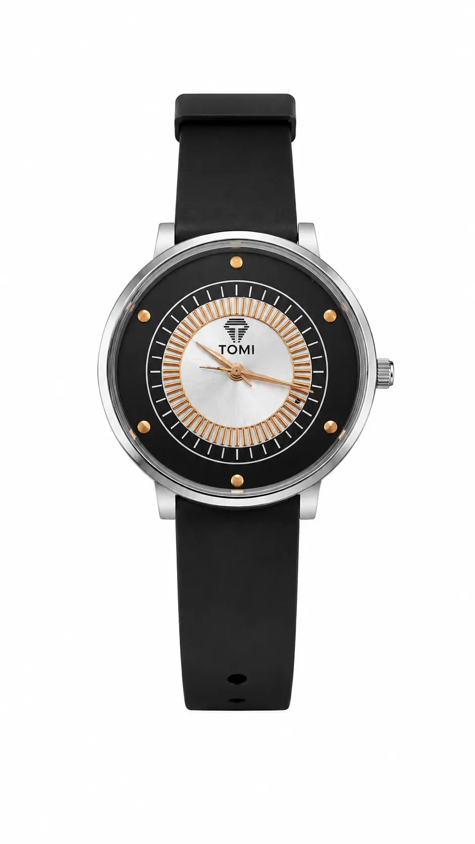 TOMI Women's Black Watch - Analog Quartz Watch with Silver Dial AJ Bazaar