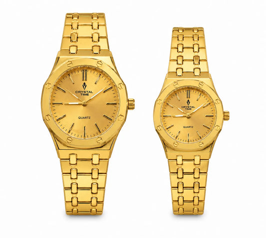 Crystal Time Gold Couple Watch Set AJ Bazaar
